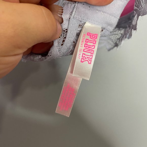 PINK VICTORIA'S SECRET light blue lightly lined lace bralette size S - Picture 5 of 6